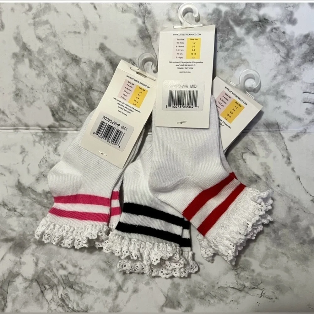 girl by little stocking Co. Classic Stripe Midi Sock 3-Pack